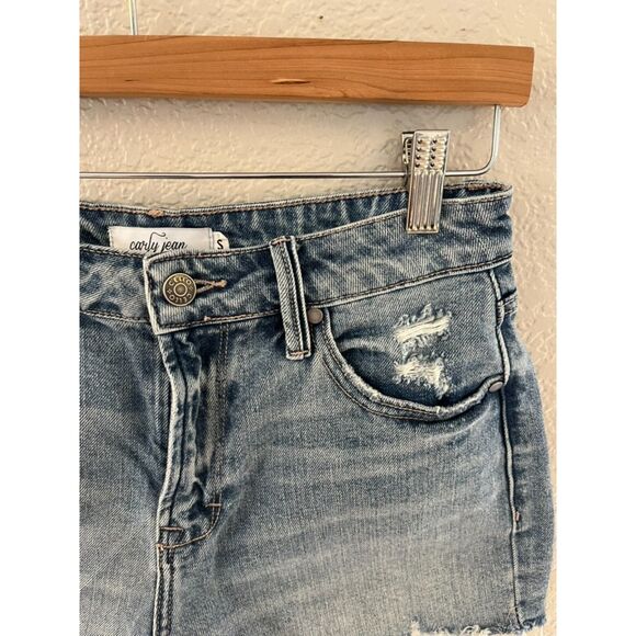 Carly Jean Los Angeles High Rise Cutoff Denim Shorts Small - Picture 2 of 3